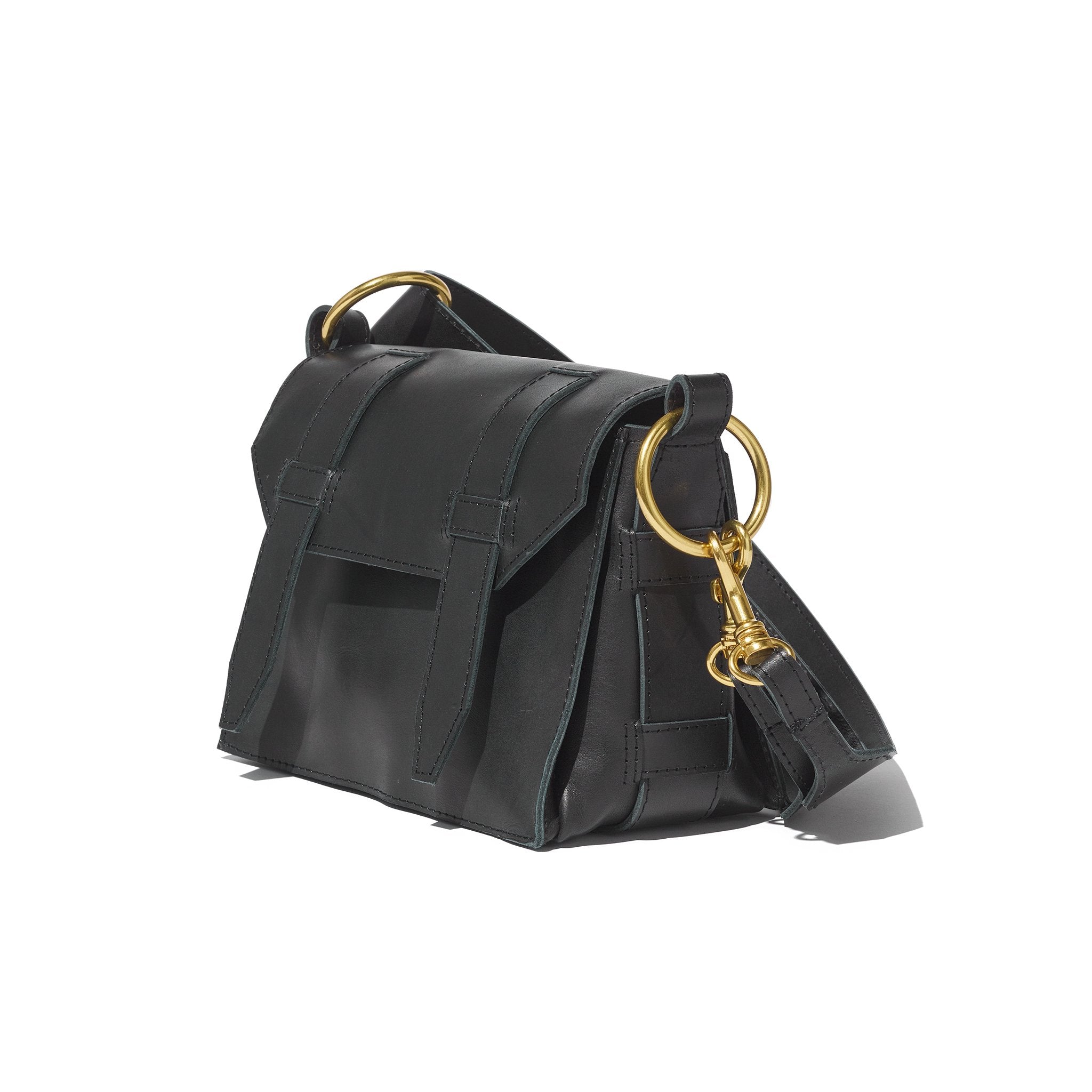 Black Leather Crossbody Day Bag with Zipper — Stitch & Rivet