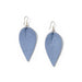 Classic design that transitions effortlessly from day to night, these blue leather leaf earrings are handcrafted from sustainable leather.