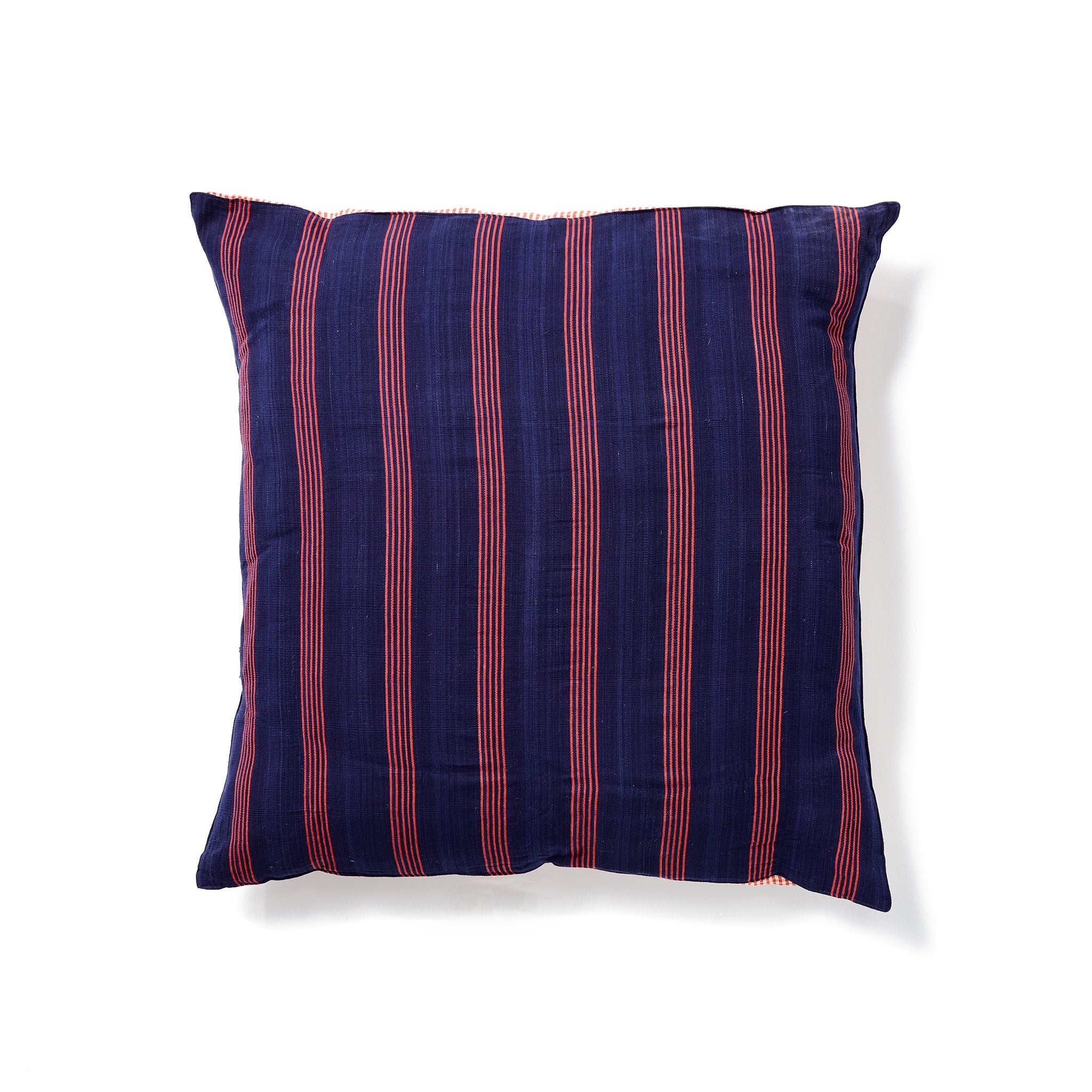 Perfect for lounging, this navy and red stripe floor cushion is a must for indoor/outdoor living, hand-woven from 100% Ethiopian cotton and complete with a Kapok filled inner cushion.