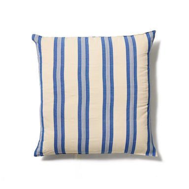 Perfect for lounging, this blue striped floor cushion is a must for indoor/outdoor living, hand-woven from 100% Ethiopian cotton and complete with a Kapok filled inner cushion.